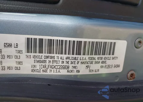 2012 Jeep Grand Cherokee Laredo z USA, uszkodzony, nr VIN 1C4RJFAGXCC226830